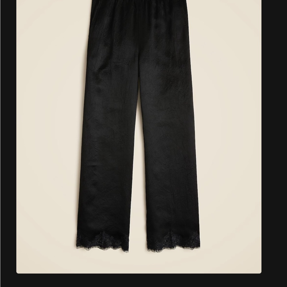 J.Crew Stratus lace trim pant in textured satin